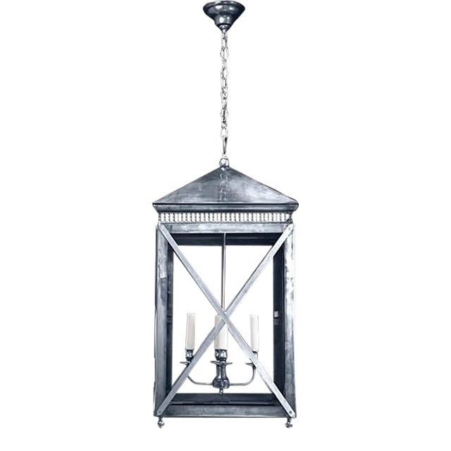 Carta Lantern in Nickel Finish For Sale