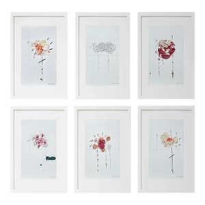 Set of 6 - Organic Modern Minimalist Flower Studies | Botanical Paintings | Herbarium Wall Art | Unframed