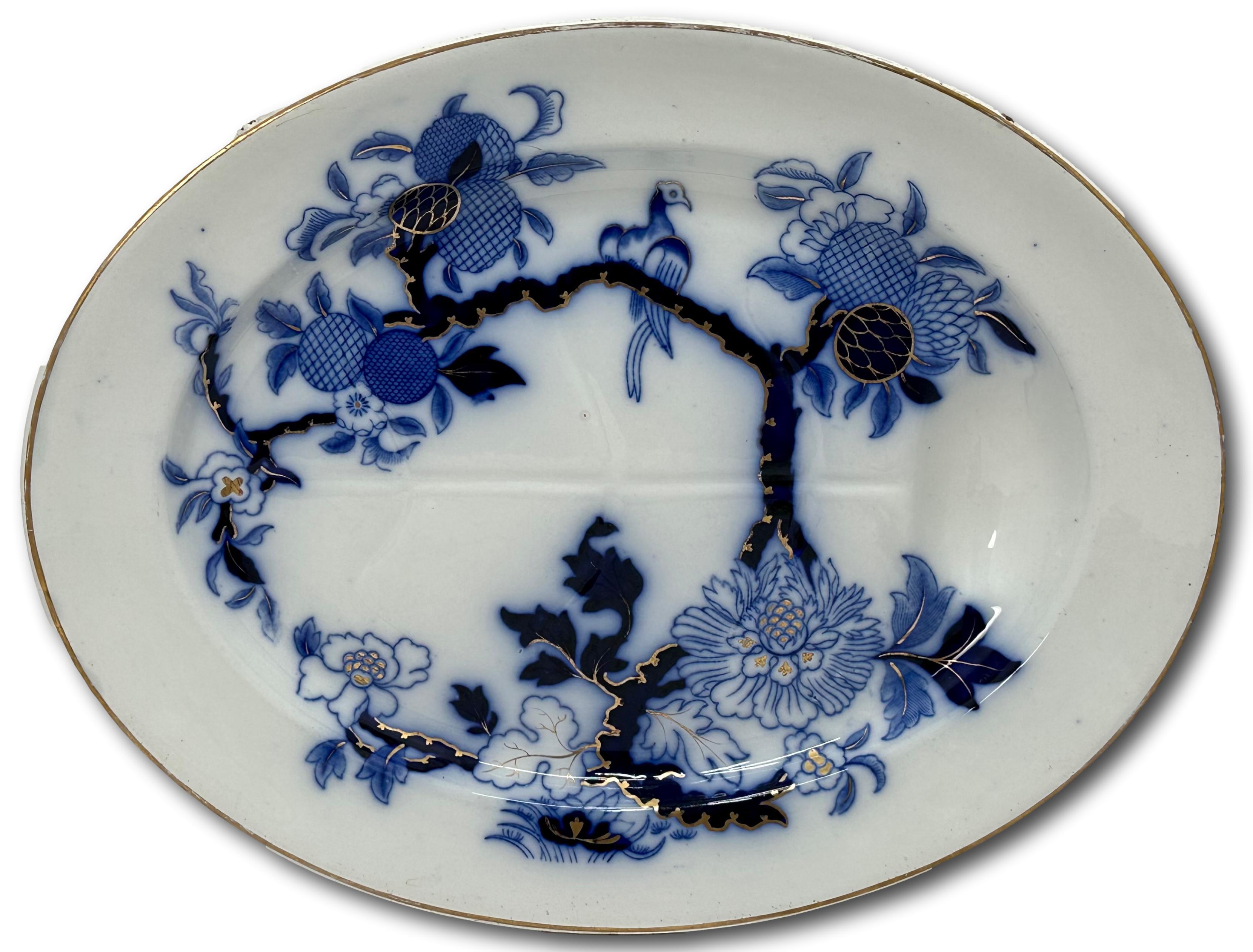 Beautiful Antique Victorian Flow Blue Ironstone China Well & Tree