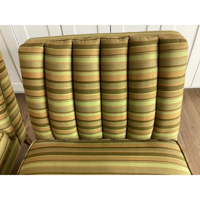 1960s Pair of Midcentury Modern Slipper Upholstered Chairs For Sale - Image 4 of 17