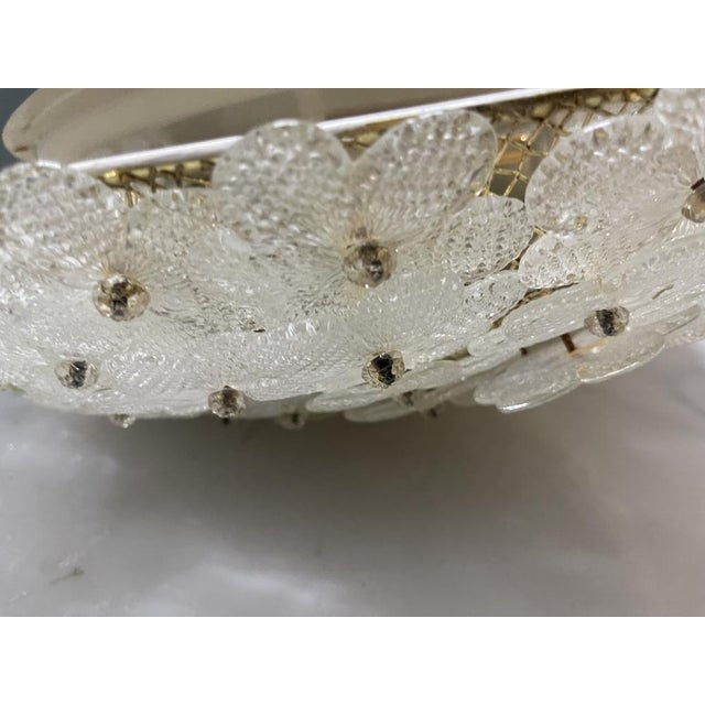 Large Murano Glass Flower Flush Mount attributed to Seguso, Italy, 1960s For Sale - Image 10 of 14