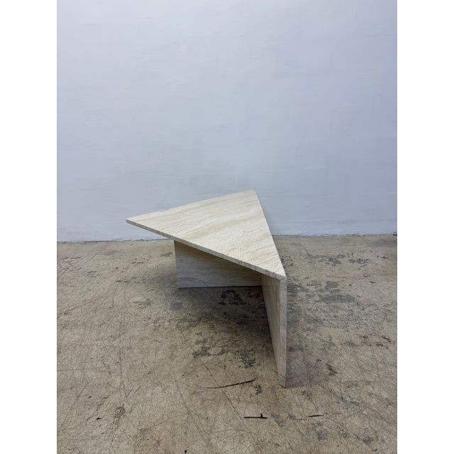Polished Italian Travertine Triangle Coffee Tables, 1970s - A Pair For Sale - Image 11 of 18