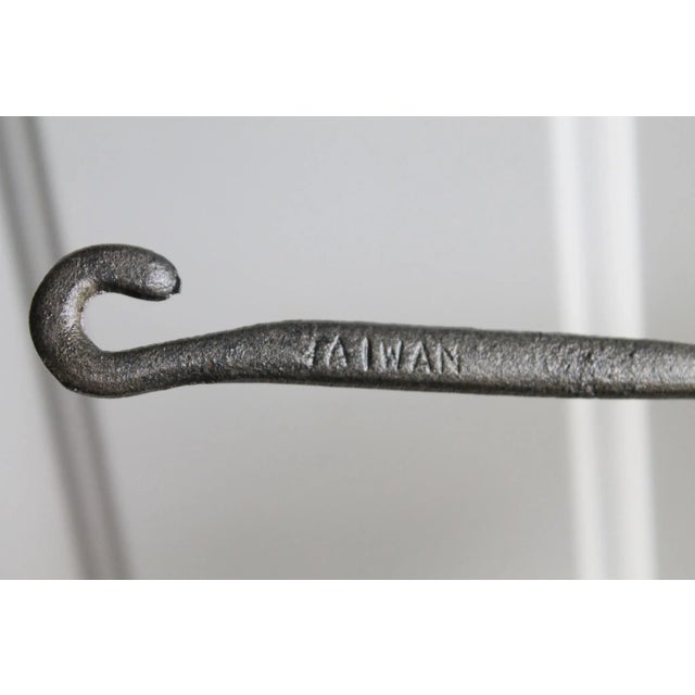 Black Vintage Hand Forged Cast Iron Utensils With a Matching Decorative Wall Hanger For Sale - Image 8 of 8
