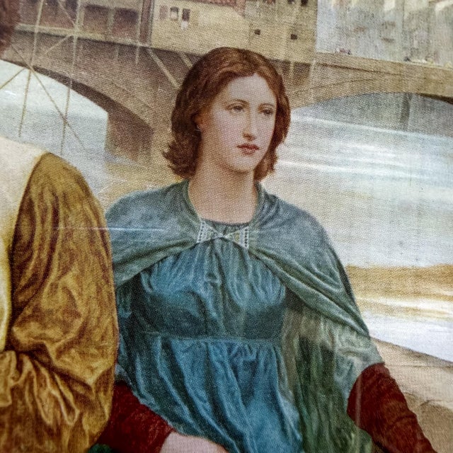 Early 20th Century “Dante and Beatrice” Color Print After Henry Holiday in Carved Wood Frame For Sale - Image 4 of 12