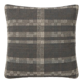 Amber Lewis x Loloi Cove Smoke / Natural 18'' x 18'' Cover with Poly Pillow For Sale