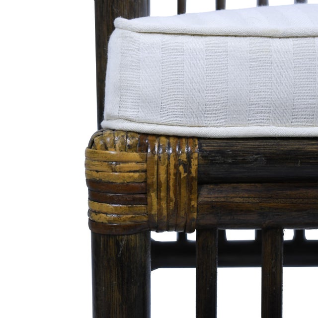Coastal Set of 11 Brown Rattan Arm Dining Chairs For Sale - Image 3 of 7