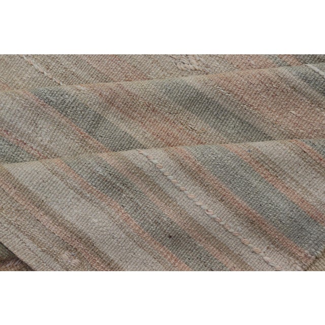 Vintage Turkish Kilim Rug With Soft Pastel Stripes and Earthy Tones 4'11" X7'7" For Sale - Image 9 of 10