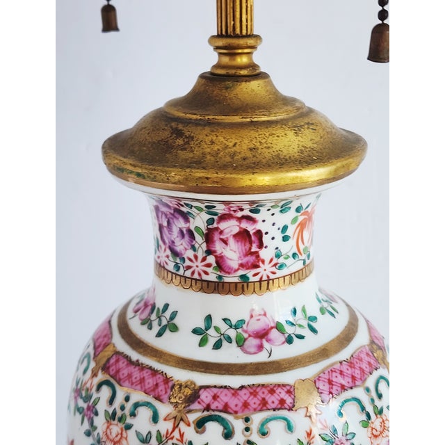Antique Chinese Famille Rose Table Lamp For Sale In New York - Image 6 of 12