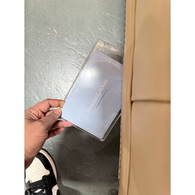 Hancock & Moore Plantation Tufted Tan Leather Ottoman For Sale - Image 9 of 9