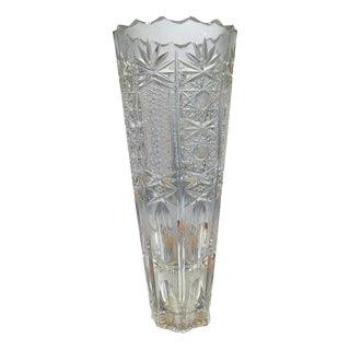Vintage Polish Crystal Vase by Julia Glassworks, 1970s For Sale