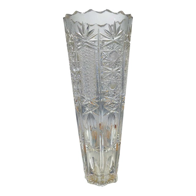 Vintage Polish Crystal Vase by Julia Glassworks, 1970s For Sale