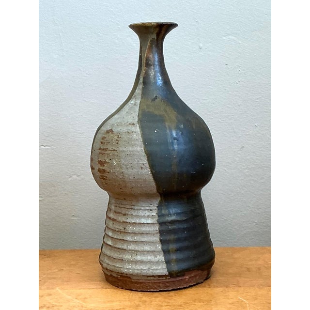 Vintage Textured Studio Pottery Vase For Sale - Image 16 of 17