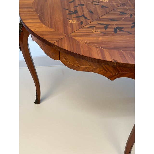 Mid 20th Century French Louis XV Style Marquetry & Gilt Bronze Table For Sale - Image 9 of 11