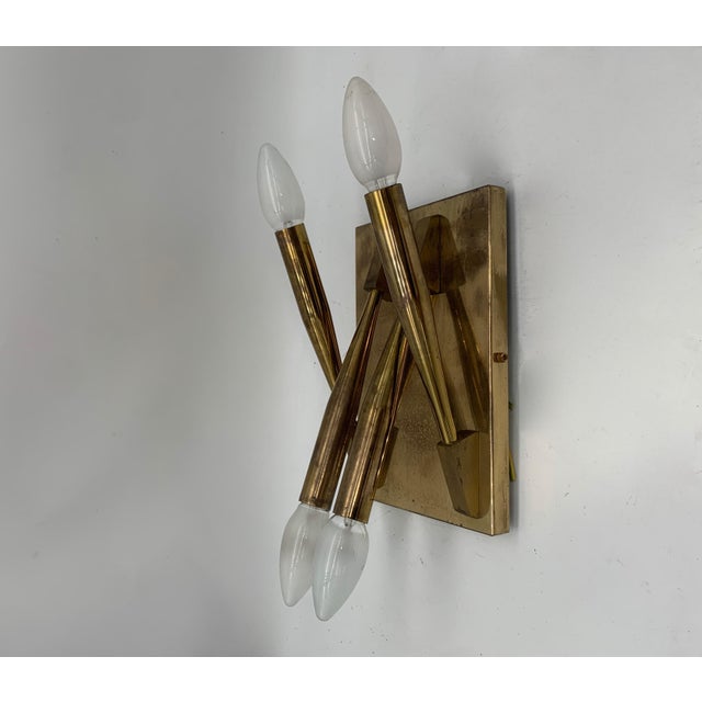 Brass Wall Sconces attributed to Gio Ponti, Italy, 1970, Set of 2 For Sale - Image 3 of 8