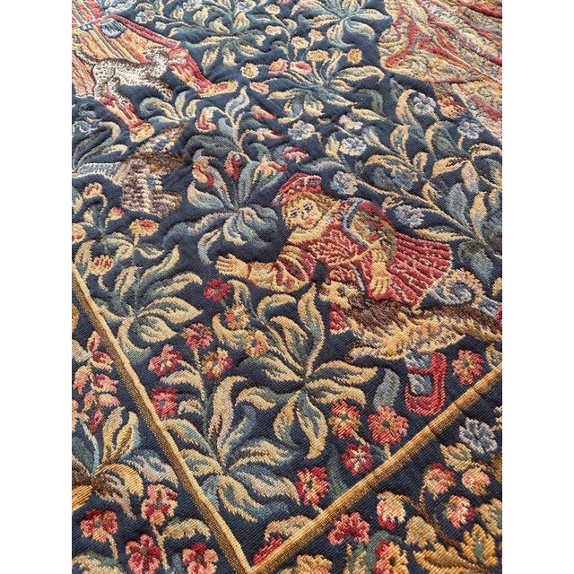 Vintage Aubusson Style Jaquar Tapestry with Medieval Museum Design, 1970s For Sale - Image 18 of 18