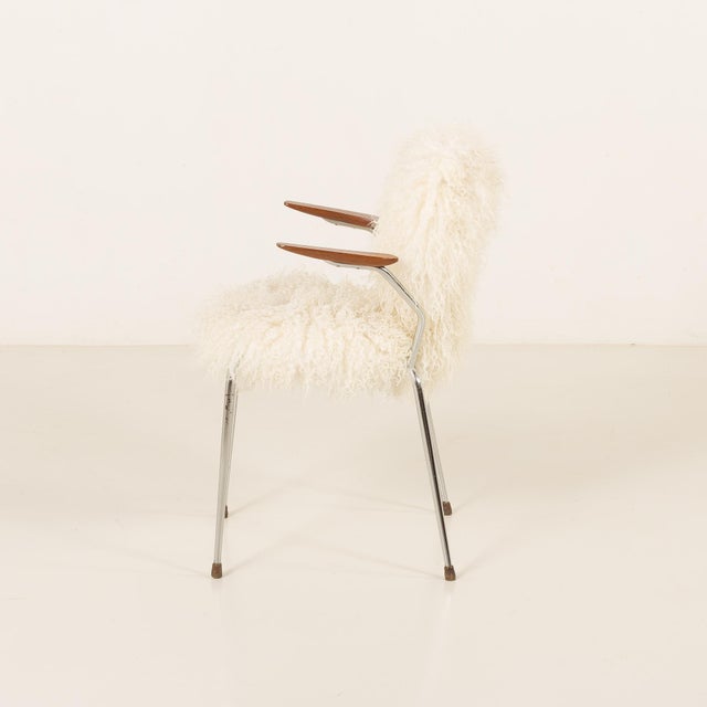Brown Mid-Century Long Hair Sheepskin Chair, Denmark, 1950s For Sale - Image 8 of 14