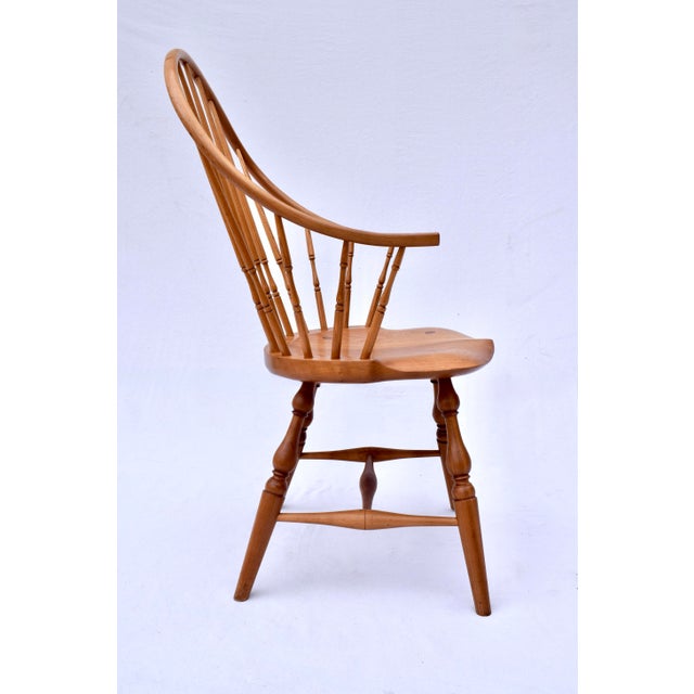 Bespoke Set of Six Windsor Continuous Arm Chairs, Solid Cherry, 1990s For Sale - Image 12 of 13