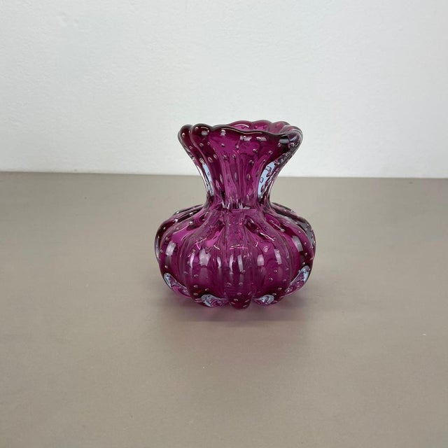 Pink Cordonato Doro Vase in Pink Murano Glass from Barovier and Toso, Italy, 1970s For Sale - Image 8 of 18