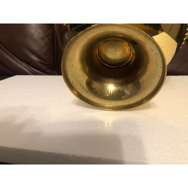 Vintage Hollywood Regency Polished Brass Pedestal Bowl With Rope & Tassel Detail For Sale In New York - Image 6 of 6