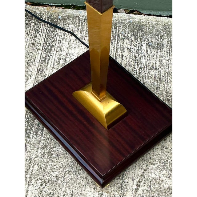 Late 20th Century Vintage Deco Zebra Wood and Brass Floor Lamp For Sale - Image 5 of 12