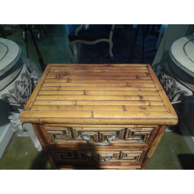Vintage Bamboo Chest With Greek Key Design For Sale - Image 4 of 10
