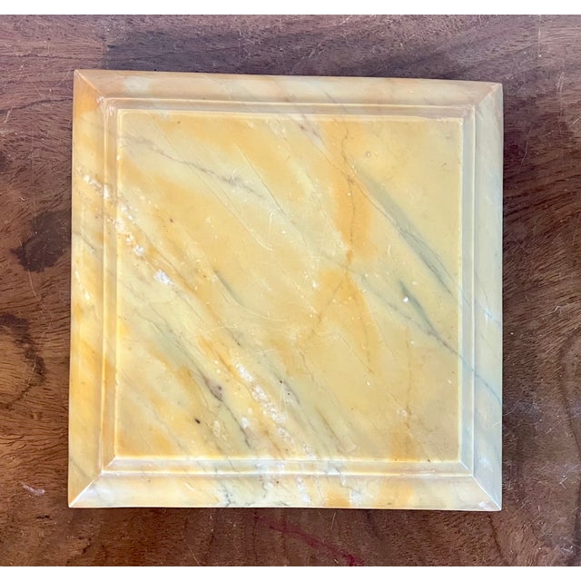 Antique 19th Century Italian Grand Tour Siena Marble Square Trivet or Dispay Base Plinth With Brass Feet For Sale In New York - Image 6 of 13