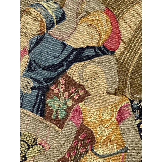 Vintage French Screen Printed by Hand Tapestry Vendanges Museum Design, 1970s For Sale - Image 12 of 18