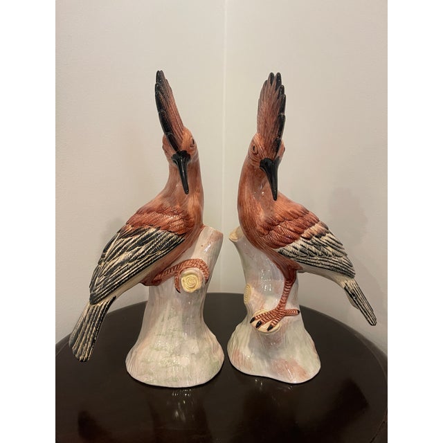 Eximious Italian Mid 20th Century Pair Porcelain Hoopoe Birds For Sale - Image 9 of 14