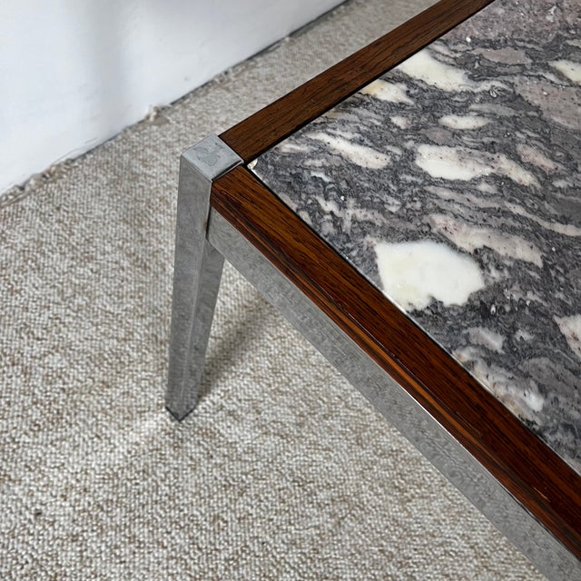 Mid-Century Modern Coffee Table in Metal, Walnut and Arabescato Marble, Italy, 1970 For Sale - Image 17 of 18