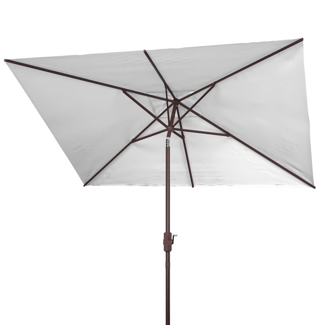 Spritely Home Kamen 6.5Ft X 10Ft Auto Tilt Rectangle Market Umbrella, White For Sale - Image 4 of 5