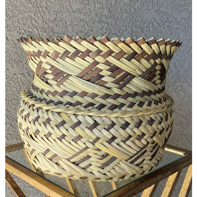 Late 20th-Century Perfectly-Sized Tarahumara Handwoven Sotol Leaf Basket Cachepot, Mexico For Sale - Image 15 of 17