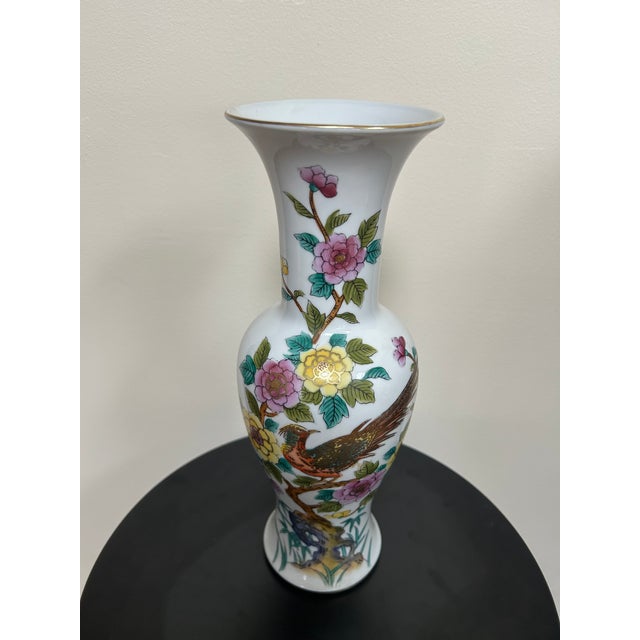 1970s Norleans Chinoiserie Hand-Painted Porcelain Vase For Sale - Image 4 of 12