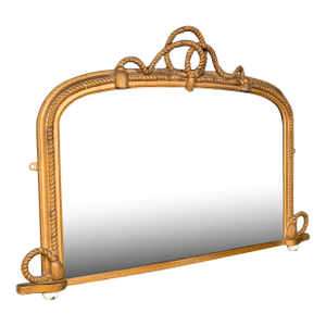 Large Antique Overmantle Mirror, English, Giltwood, Nautical Taste, Victorian