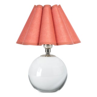 Giorgio Crystal Mini Lamp, Polished Nickel with Wild Poppy Scalloped Shade For Sale