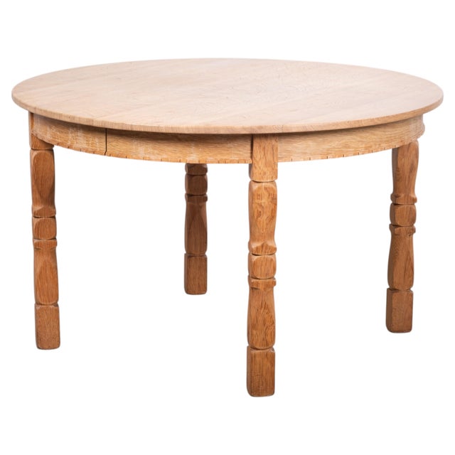 Vintage Brutalist Oak Dining Table with Extensions by Henning Kjærnulf, 1960s For Sale - Image 11 of 11