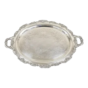 Epca Poole Silver Co 400 Lancaster Rose Lrg Silver Plate Serving Platter Tray B