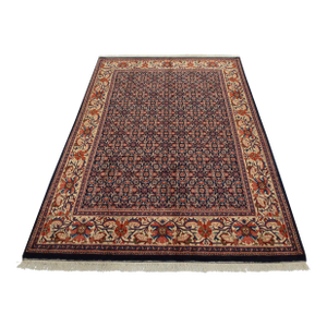 Sarouk Rug 6’5” X 8’4” Blue Wool Vintage Traditional Hand-Knotted Carpet