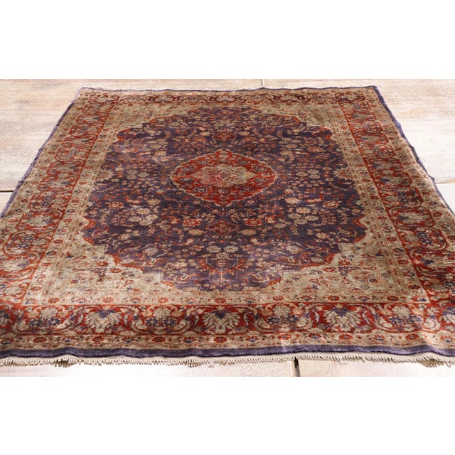 Vintage Persian Silk Qum Rug, 04'01 X 06'00 For Sale - Image 9 of 10