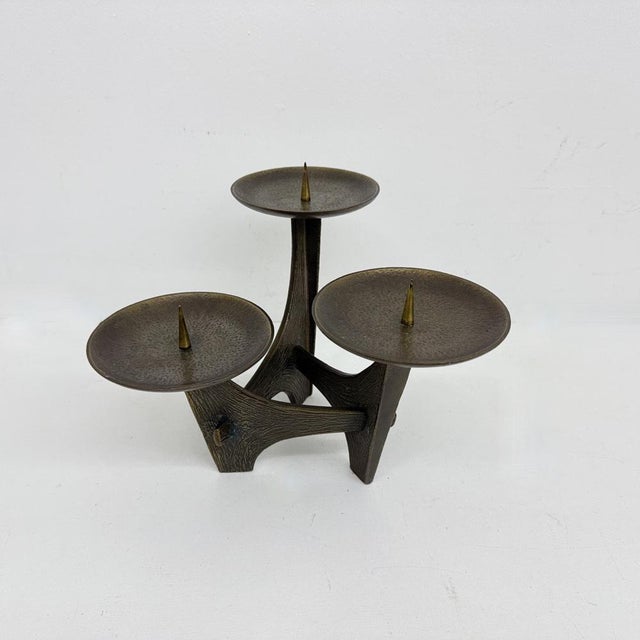 Modernist Sculptural Brutalist Bronze Metal Candleholder, France, 1960s For Sale - Image 17 of 18