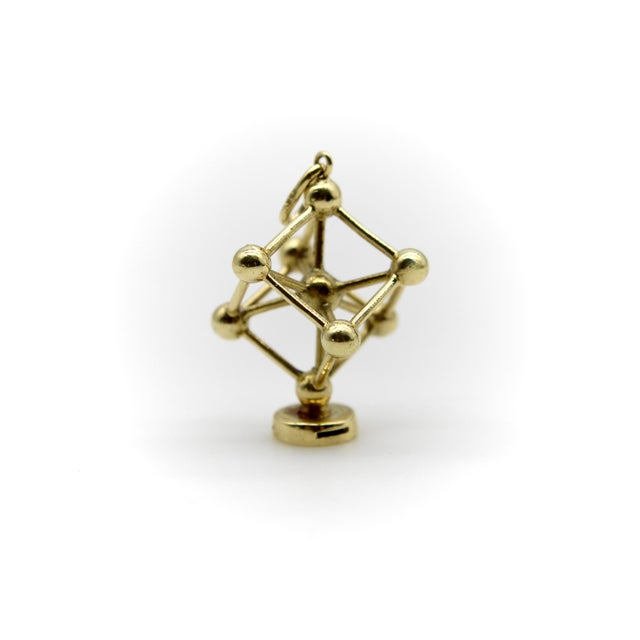 Vintage 14k Gold Atomium Molecule Charm For Sale - Image 4 of 9