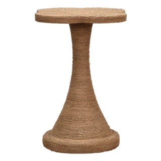 Matthew Izzo Home Primrose Wrapped Rope, Clover Shaped Top Side Table For Sale
