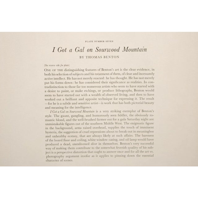 Charcoal 1939 After Thomas Benton "I Got a Girl on Sourwood Mountain", First Edition Period Offset Lithograph For Sale - Image 8 of 9
