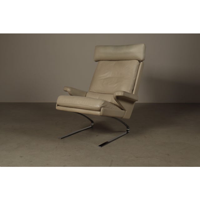 1970s Set of Leather Swing Lounge Chair with Ottoman by Reinhold Adolf for Cor Germany, 1970s For Sale - Image 5 of 16