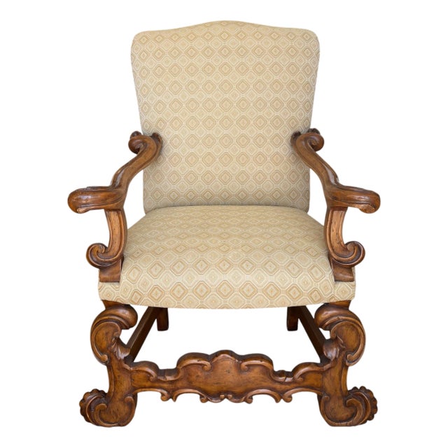 17th C Style Therien Studio Workshops Spanish Colonial Arm Chair 1 of 2 For Sale