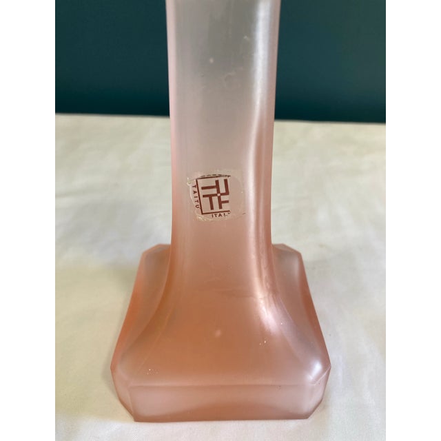 Taitu Italy Frosted Blush Glass Taper Candleholder For Sale - Image 4 of 5