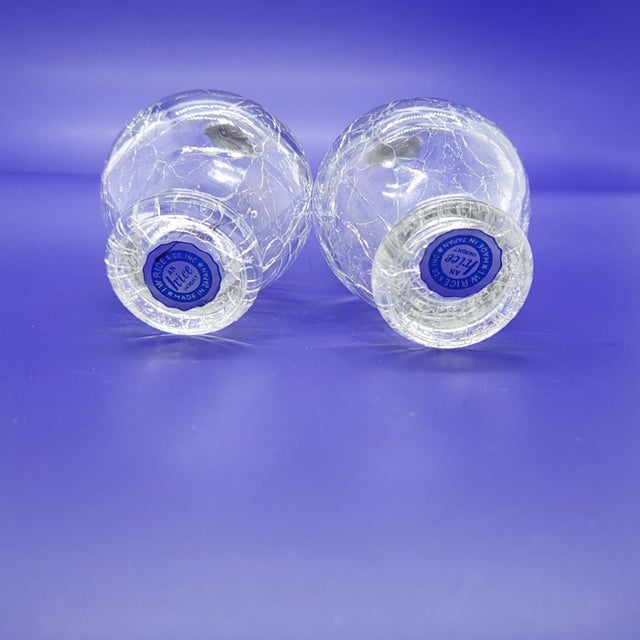 Glass Vintage Irice Japan Crackle Glass Salt and Pepper Shakers Clear Mid Century Set For Sale - Image 7 of 10