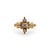 This 14k gold Victorian ring contains three diamonds in a north-south arrangement. The larger, central diamond is an Old...