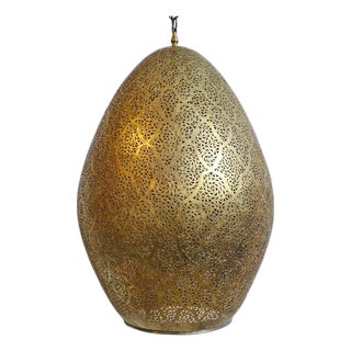 Vintage Dasha Brass Egg Indian Pendant Light For Sale