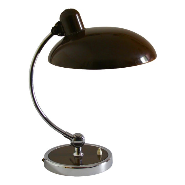 German Bauhaus Model 6631 Brown Metal Desk Lamp by Christian Dell for Kaiser Idell, 1950s For Sale
