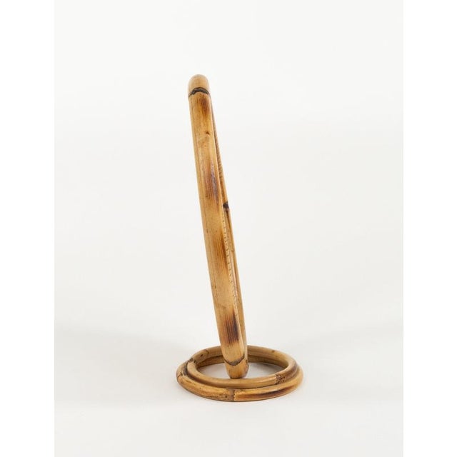 Mid-Century Oval Table Vanity Mirror in Bamboo and Rattan, Italy, 1970s For Sale - Image 4 of 13